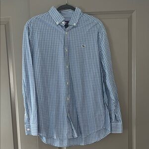 Vineyard Vibes Blue Gingham Shirt